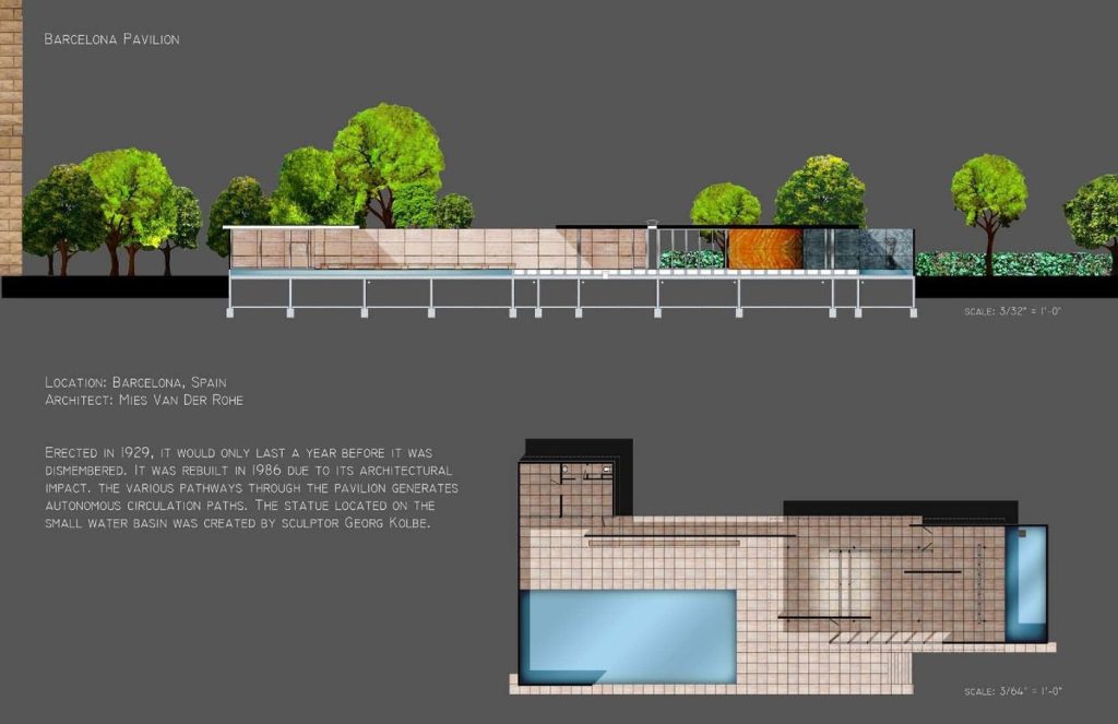 Barcelona Pavilion Mies van der Rohe travertine