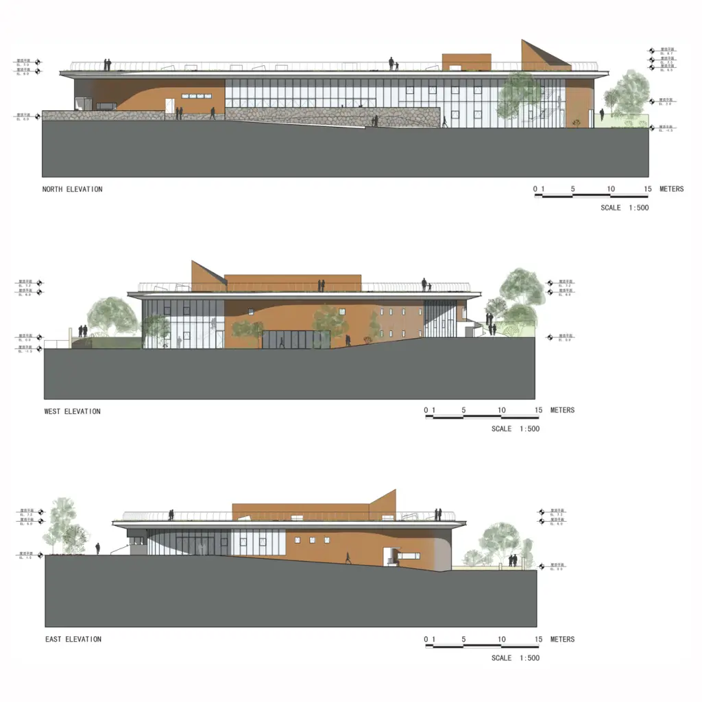 gehua youth and cultural center open architecture elevation