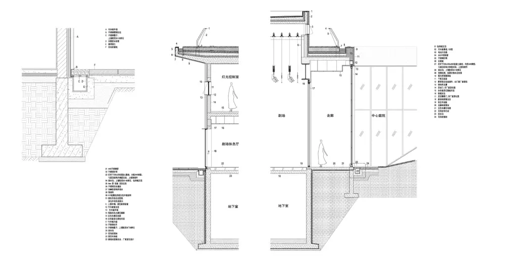 gehua youth and cultural center open architecture wall sections