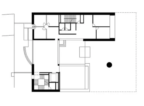 Bechtler Museum of Modern Art by Mario Botta,
[exterior terra cotta facade / swelling column plaza / cantilevered fourth floor /
glass atrium interior / Sol LeWitt Wall Drawing foyer / Firebird sculpture plaza /
gallery floor plan / section drawing], Charlotte North Carolina 2009