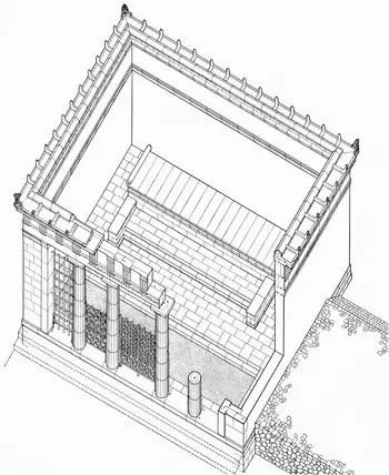 Museo dell Ara Pacis by Richard Meier, [main glass wall / entrance hall concrete
columns / travertine exterior / Ara Pacis altar pavilion skylight / Tiber River
facade / Piazza Augusto Imperatore context], Rome Italy 2006