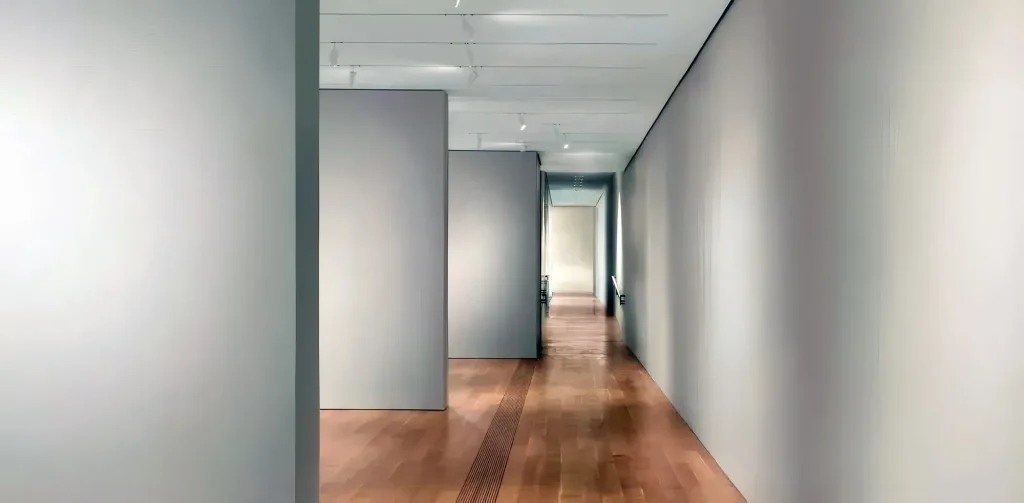 Pulitzer Arts Foundation by Tadao Ando, [exterior concrete facade / water court /
Ellsworth Kelly Blue Black gallery / Richard Serra Joe sculpture court /
skylit main gallery / interior concrete wall], St. Louis Missouri 2001